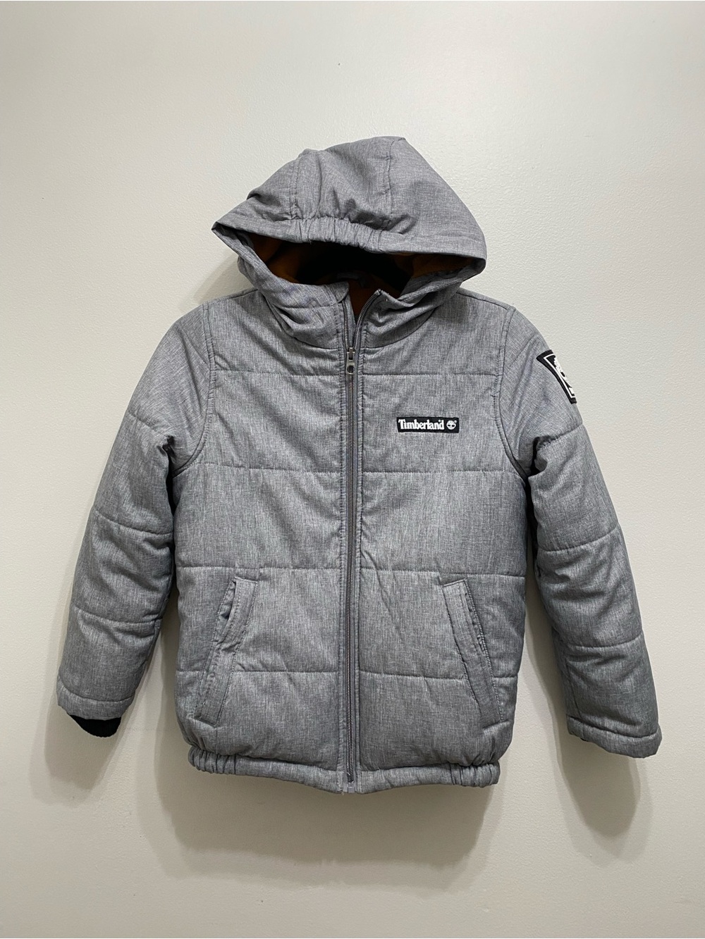 Timberland Kids Gray Hooded Puffer Coat